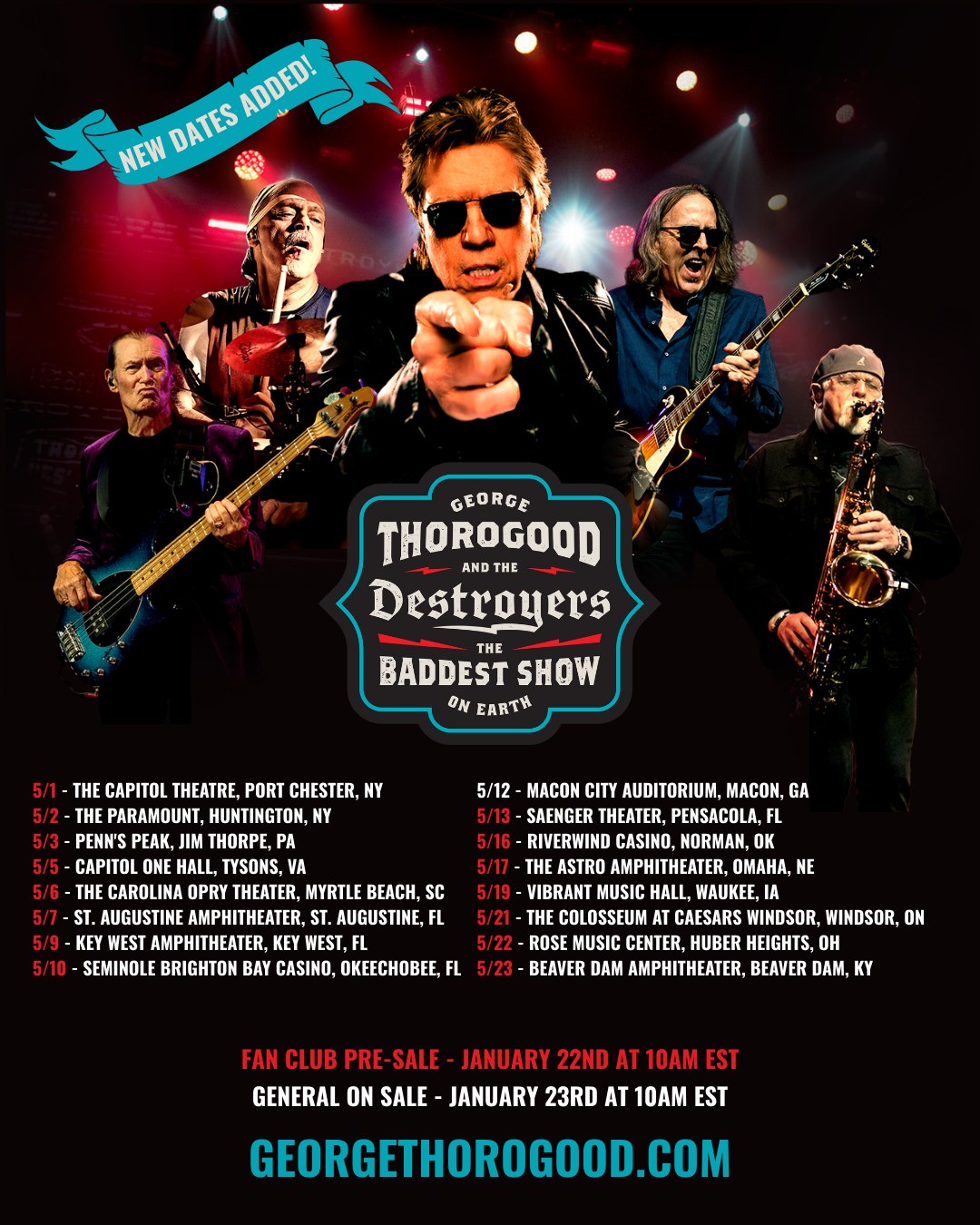 George Thorogood The Baddest Show On Earth Tour Poster 2026